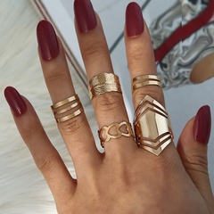 Simple Style Geometric Leaves Alloy Plating Other Open Ring 1 Set
