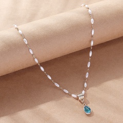 Fashion Water Drop Alloy Artificial Crystal Pendant Necklace