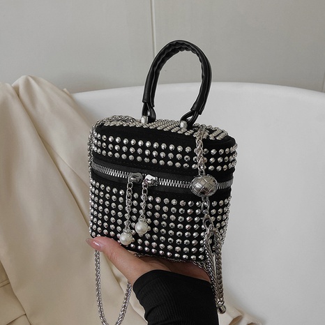 trendy small size chain adjustable chain rivets zipper portable shoulder bag's discount tags