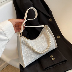 Vintage perla con cuentas cadena bajo las axilas Baguette bolso de mujer un hombro