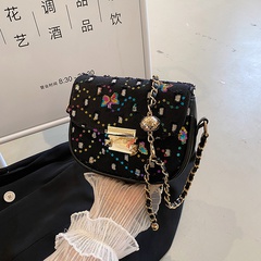 Female Summer 2022 New Fashion Sequined Small Square Chain Messenger Bag