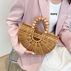 2022 Summer New Bamboo Woven Hollowed bead handle handbag