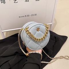 2022 New Fashion rhombus Pattern Chain Messenger Small round Handbag