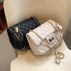 Summer 2022 New style solid color rhombus Pattern Chain Shoulder Small Square Bag