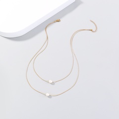 Fashion Simple Women's Multi-Layer Natural Freshwater Pearl Ornament Copper Necklace