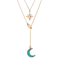 Creative Fashion Horse Eye Sun Clavicle Chain Resin Tassel Moon Alloy Necklace