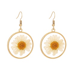 Fashion Simple round White Natural Chrysanthemum Transparent Resin Earrings