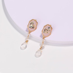 Fashion Creative Irregular Pink Painted Oil Natural Stone Tassel Alloy Earrings