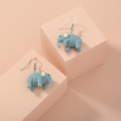 Fashion Cute Simple Light Blue Elephant Pendant Resin Earrings