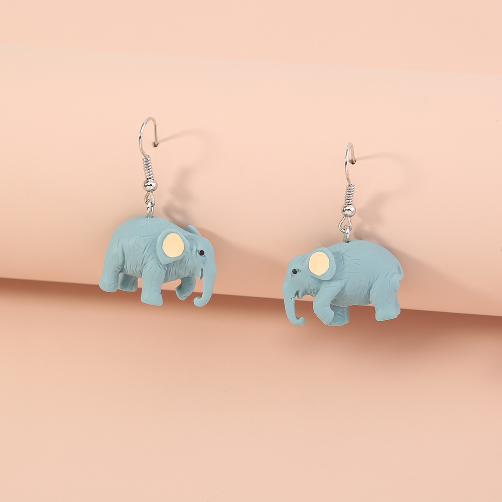 Fashion Nette Einfache Licht Blue Elephant Anhnger Harz Ohrringepicture2
