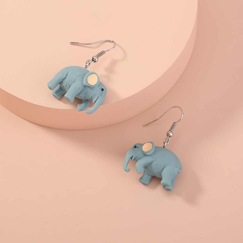 Fashion Nette Einfache Licht Blue Elephant Anhnger Harz Ohrringepicture1