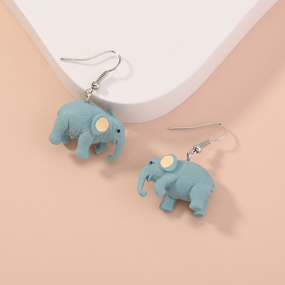 Fashion Nette Einfache Licht Blue Elephant Anhnger Harz Ohrringepicture4