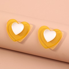 Mode Kreative Mango Gelb Herz Geformt Acryl Ohr Stud Ohrringe
