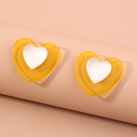 Moda creativa Mango amarillo corazón en forma de acrílico pendientes de tachuela's discount tags