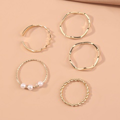 Fashion Geometric Alloy Plating Rings 5 Pieces