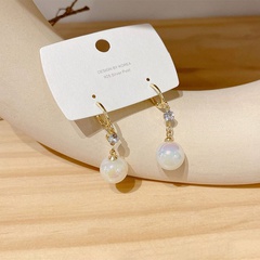 Women'S Fashion Pearl Brass Earrings Plating Zircon Clip&Cuff Earrings