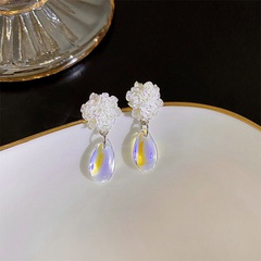 Women'S Fashion Water Droplets Flowers Silver Plated Earrings Plating Artificial Crystal Drop Earrings