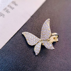 Women'S Fashion Butterfly Alloy Brass Ear Clip Plating Rhinestone Clip&Cuff Earrings