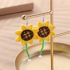 Women'S Fashion Pastoral Sunflower Cloth Resin Earrings No Inlaid Earrings