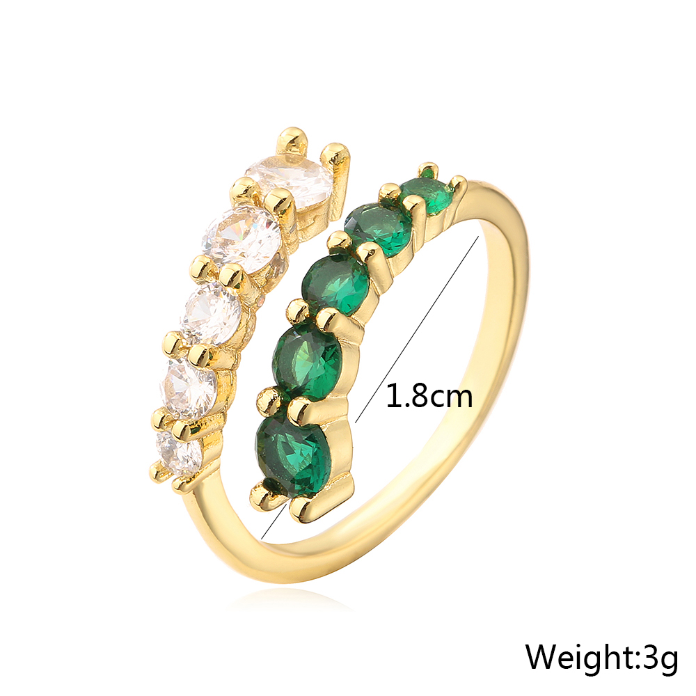 Aogu Ins Fashion Simple Hand Jewelry SpecialInterest Design Copper Plating 18K Gold Green Zircon Ring Female CrossBorder Hot Productpicture4