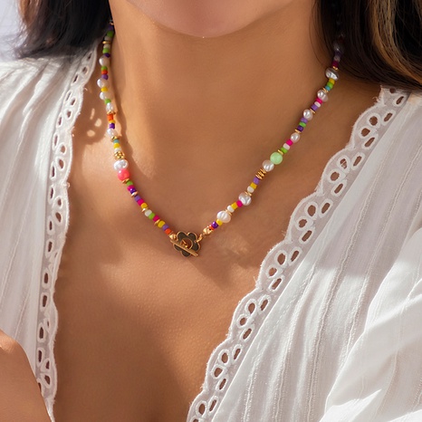 Süß Imitation perlen Kunststoff Eisen Mehrfarbig Halskette Täglich Nicht eingelegt Kupfer Halsketten's discount tags