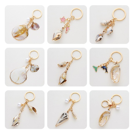 Marine Style Shell Alloy Plating Keychain 1 Piece's discount tags