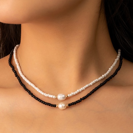Mode Süß Geometrisch Einfarbig Glas Perlen Halskette's discount tags