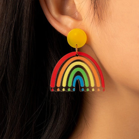 Women'S Cute Fashion Rainbow Resin Earrings Drop Earrings 1 Piece's discount tags