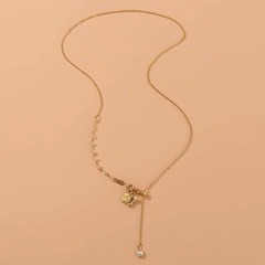 Simple Style Butterfly Alloy Plating Inlay Artificial Crystal Pearl Necklace