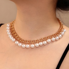 Mujeres Retro Moda Geométrico Aleación Collar Perlas Artificiales 1 pieza