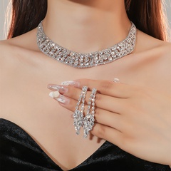 Women'S Luxury Fashion Tassel Alloy Rhinestone Earrings Necklace Jewelry Set Plating Inlay Rhinestone Zircon
