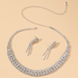 WomenS Luxury Fashion U Shape Tassel Alloy Rhinestone Earrings Necklace Jewelry Set Plating Diamond Rhinestonepicture5