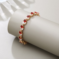 Nueva pulsera de circonio con incrustaciones de cobre con forma de flor roja de moda