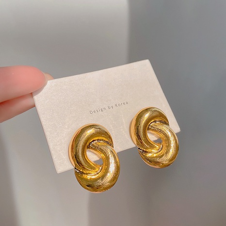 2022 New Retro Style spiral metal stud Earrings's discount tags