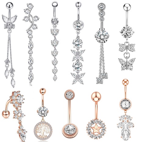 multi shapes Inlaid Zircon Butterfly Tassel Belly Ring's discount tags