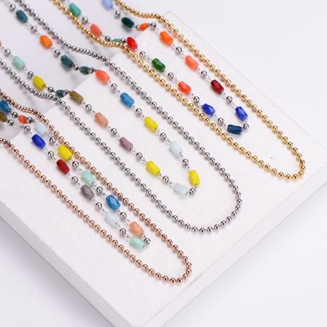 Women'S Simple Style Color Block Titanium Steel Necklace Plating Stainless Steel Necklaces's discount tags