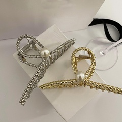 Fashion Inlay Pearl Cross Minimalist Hairpin Large Clip Hair Accessories