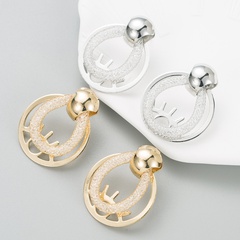 Fashion New Creative Hollow Rhinestone-Encrusted Geometric Copper Earrings