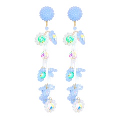 New Fashion Creative Flower Micro Glass Crystal Handmade Beaded Alloy Earrings