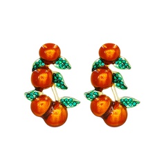 Fashion Creative Geometric Fruit Persimmon Oil Ear Stud Alloy Earrings