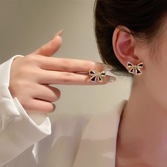 Women'S Fashion Bow Knot Alloy Rhinestones Ear Studs Geometry Plating Stud Earrings