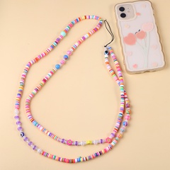 Fashion Polymer Clay Mobile Phone Charm Smiley Beads DIY Beaded Mobile Phone Lanyard