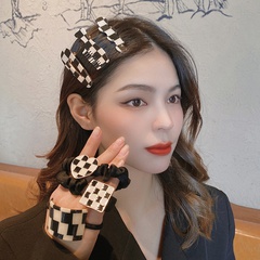 Internet Celebrity Checkerboard Hairpin Side Fringe Clip Acetate Black and White Houndstooth Hair Claw Retro Easy Matching Personal Accessories