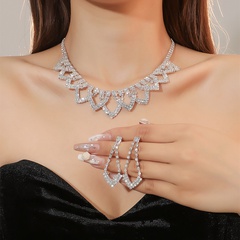 Women'S Luxury Fashion Sector Rhombus Alloy Rhinestone Earrings Necklace Jewelry Set Plating Inlay Zircon