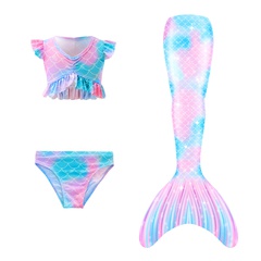 Neue stil nette bunte kontrast farbe kinder Meerjungfrau Schwanz Badeanzug Drei-Stück Anzug
