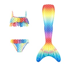 Neue stil nette regenbogen farbe kinder Meerjungfrau Schwanz Badeanzug Drei-Stück Anzug