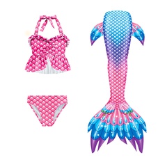 Traje de baño de cola de sirena para niños Bikini tres-Traje de una pieza
