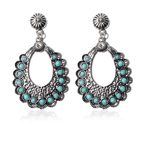 Women'S Bohemian Water Drop Synthetic Resin Alloy Turquoise Earrings Inlay Drop Earrings's discount tags