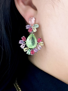 Women'S Retro Fashion Geometric Water Droplets Copper Artificial Crystal Earrings Inlaid Crystal Drop Earrings