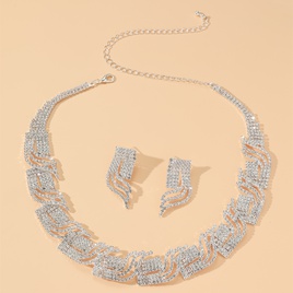 WomenS Luxury Fashion Geometric Alloy Rhinestone Earrings Necklace Jewelry Set Plating Inlay Zircon 1 Setpicture6
